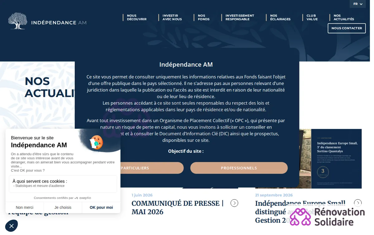 Capture : Nos actualités - Indépendance AM